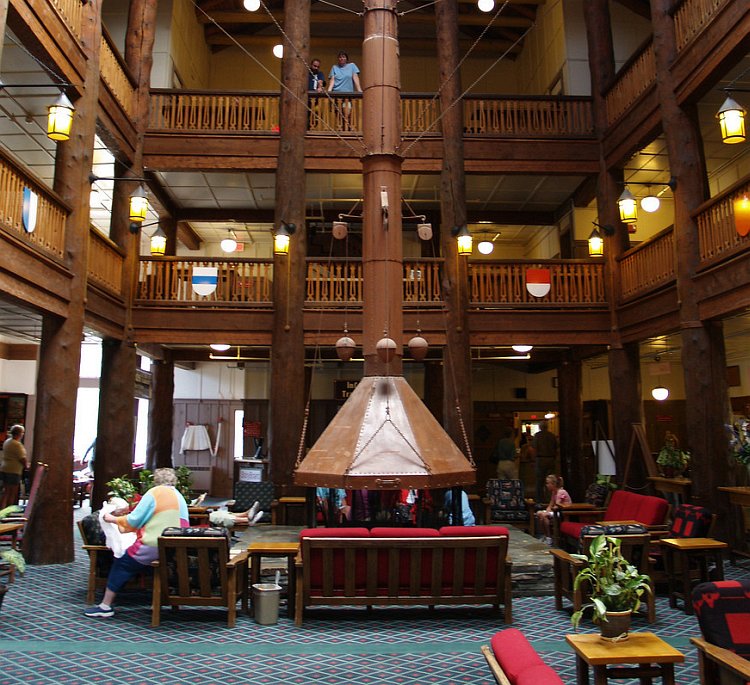 current image of lobby at Glacier Park Lodge