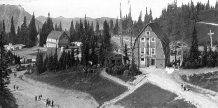 vintage view of the paradise area with guide service lodge